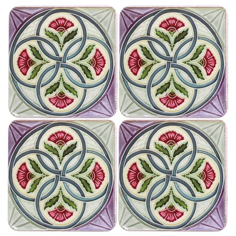 Four circle flower coaster set - Coasters - Other Metals Multicolor