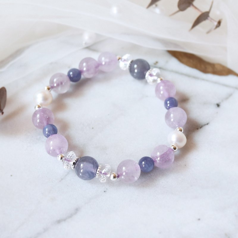 Natural Stone Series 2 Lavender Amethyst Stone Cordierite Pearl / Encouraging people to open wisdom / - Bracelets - Gemstone Purple