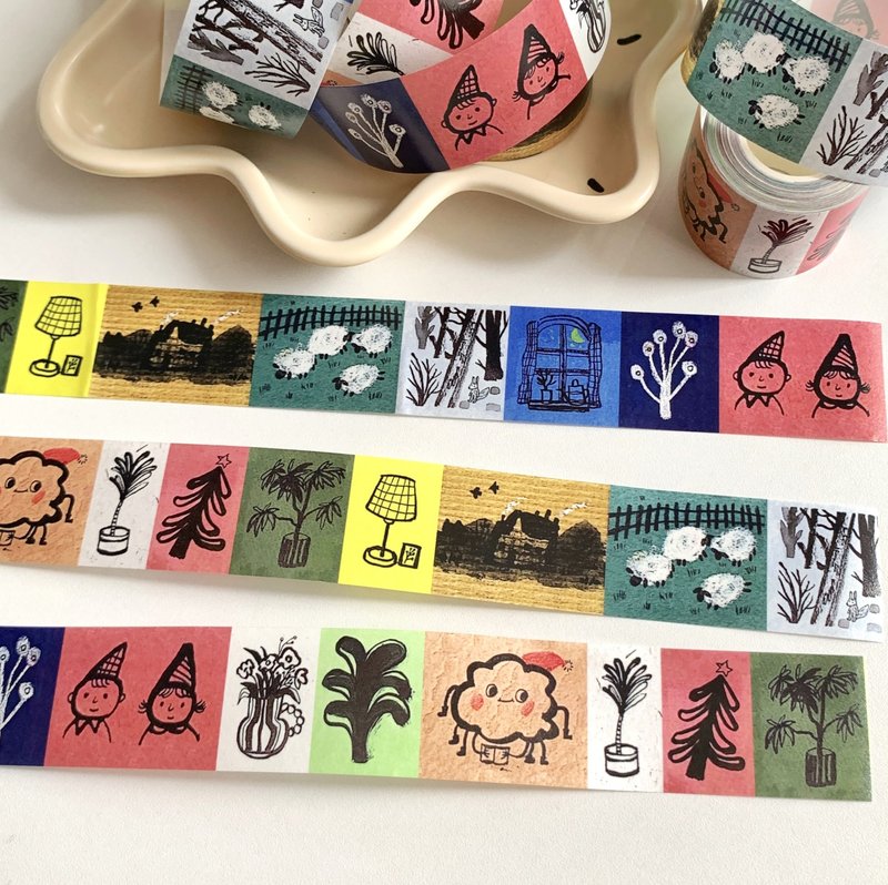靜謐物語 塩顏繪畫 和紙膠帶 10米卷 - 紙膠帶/和紙/PET - 其他材質 多色