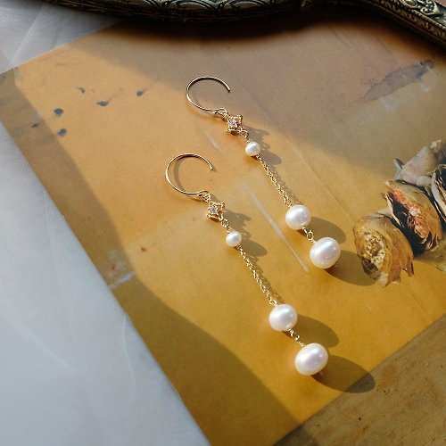 Beau Jewelry <Beau 輕珠寶> 克卜勒的日記 – 14K包金華麗款珍珠耳環