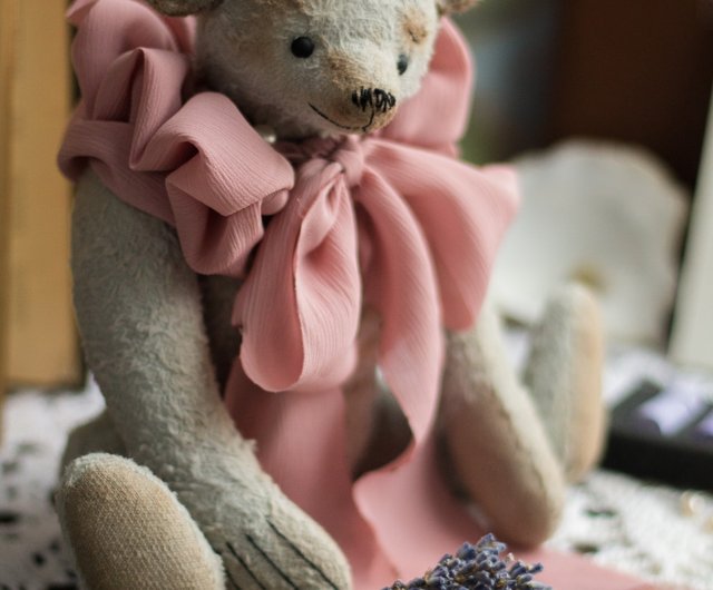 アーティストベア　テディベア　ハンドメイド　ぬいぐるみ　ドイツ　ヴィンテージ アーティスト テディベア人形ヴィンテージ スタイル ピンクの