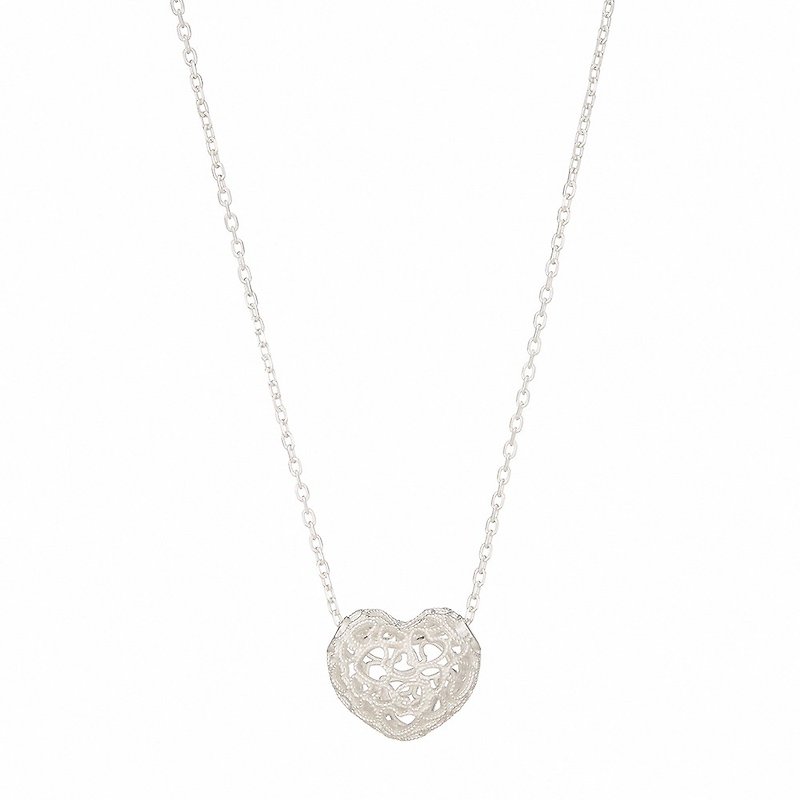 LUCIANO MILANO Heart Intertwined Sterling Silver Necklace - สร้อยคอ - โลหะ สีเงิน