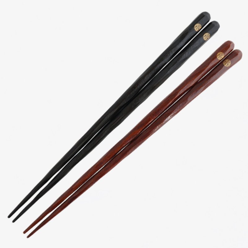 Hyozaemon Shaved Chopsticks Black (Ebony) Red (Manilkara) Large/Medium - Chopsticks - Wood 