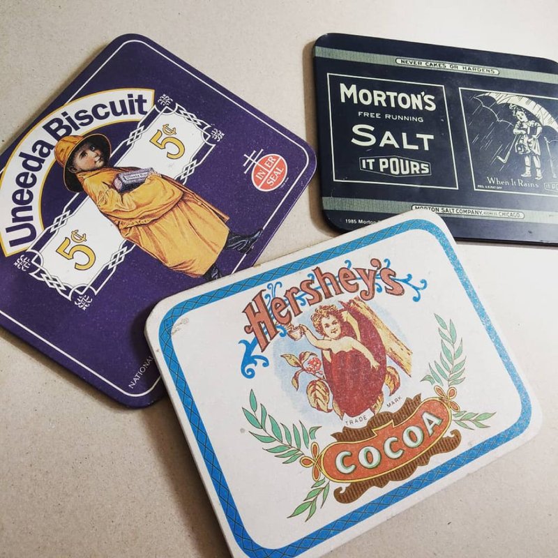美國古董 復古廣告鐵板掛畫-Hershey/Uneeda Biscuit/Morton三款 - 海報/掛畫/掛布 - 其他金屬 多色