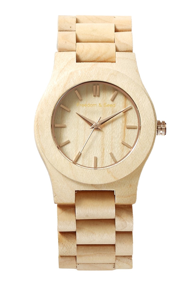 【Freedom&Seed】日本木頭腕錶：藝系列40mm─Sugar Maple楓木款 - 女裝錶 - 木頭 透明