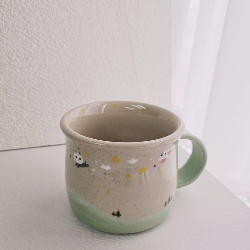 平原下自由貓天使 的馬克杯 - 咖啡杯/馬克杯 - 陶 綠色