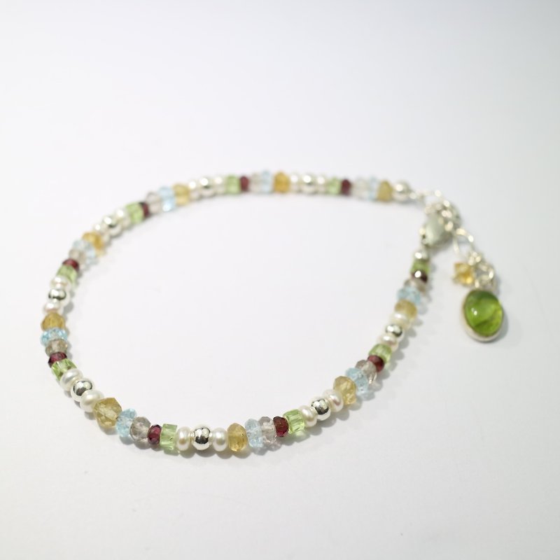 Dazzling ~ Citrine + Stone + Stone Natural Pearl Sterling Silver Bracelet Free【 - Bracelets - Gemstone Multicolor