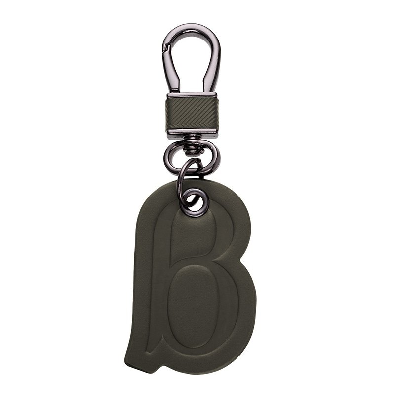 BAGMIO Logo leather keychain-olive green - Keychains - Genuine Leather Green