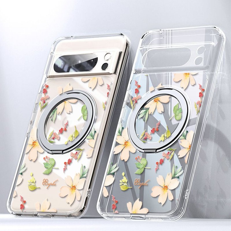 apbs Google Pixel 9/8系列 360旋轉磁吸立架手機殼-小清新-櫻花 - 手機殼/手機套 - 其他材質 多色