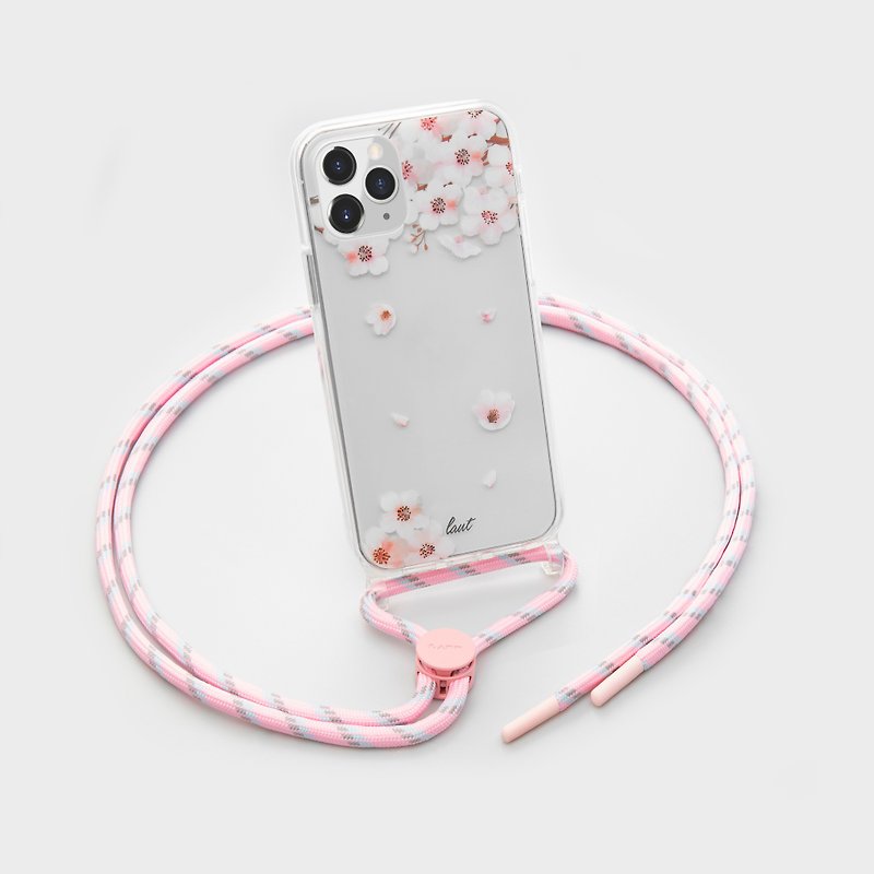 Nylon Phone Cases Pink - LAUT - iPhone 12 series CRYSTAL POP necklace case - SAKURA