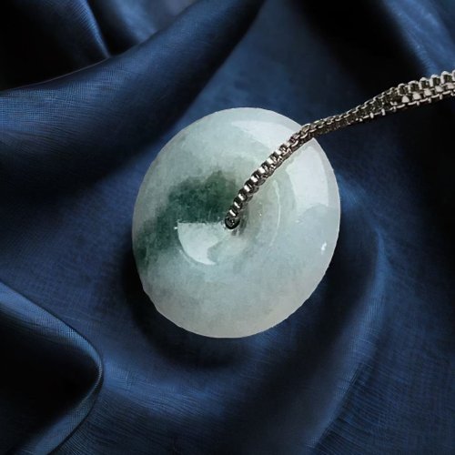 瓔珞珠寶盒 E.L.Jewelry Box 【願‧平安】冰飄綠花翡翠平安扣吊飾 | 天然緬甸玉翡翠A貨