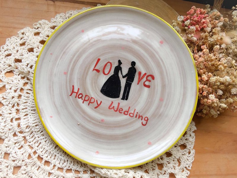 wedding-幸せな結婚式の記念プレート - 調理器具 - 陶器 
