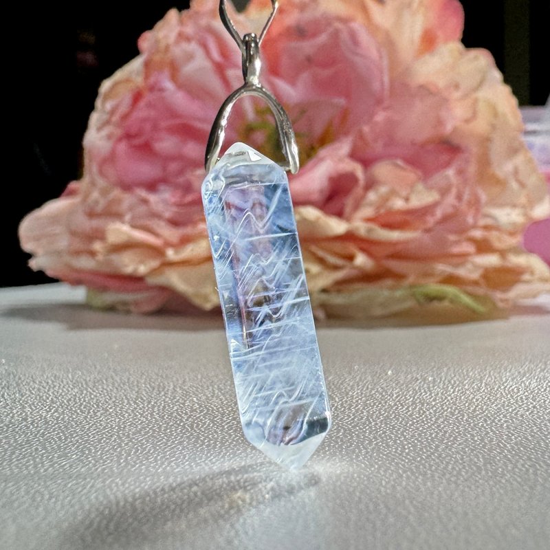 No.122 濃蜜爆多 顯性 藍針水晶 靈擺 肉眼可見藍針 天使羽毛造 - 項鍊 - 水晶 透明