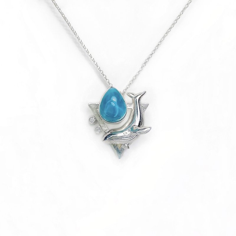 Whale Cham - Brave / Stone Sterling Silver Necklace - Necklaces - Sterling Silver Silver
