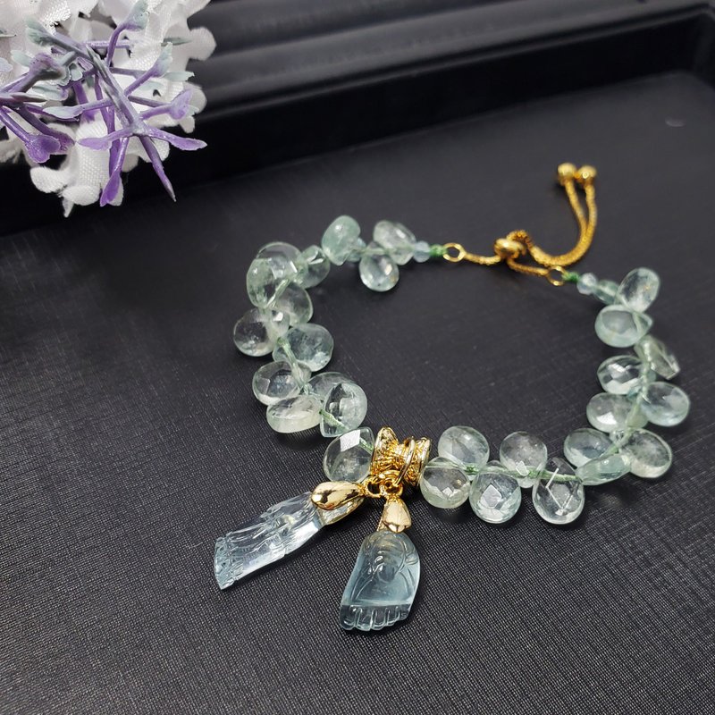 頂級綠柱石 鑽面水滴 蜘足常樂 節節高升 手鍊 單品 禮物 - 手鍊/手環 - 寶石 綠色