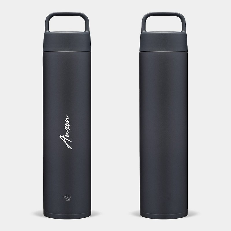 [Customized gift] English name 750ml portable Zojirushi stainless steel hanging environmentally friendly thermos bottle 001 - กระบอกน้ำร้อน - สแตนเลส สีดำ