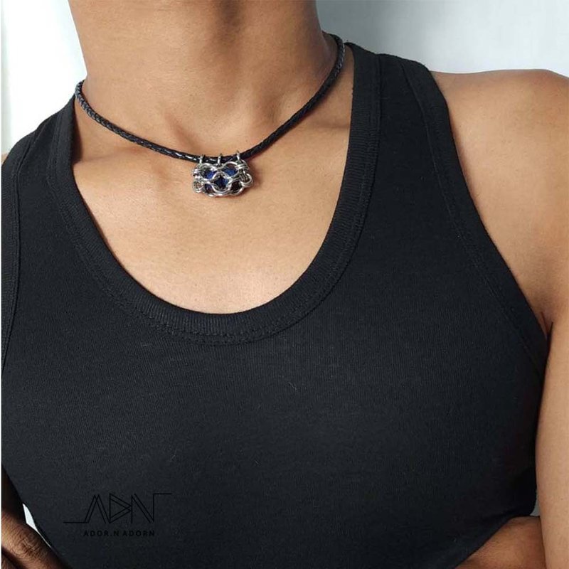 Leather necklace - 項鍊 - 其他金屬 銀色