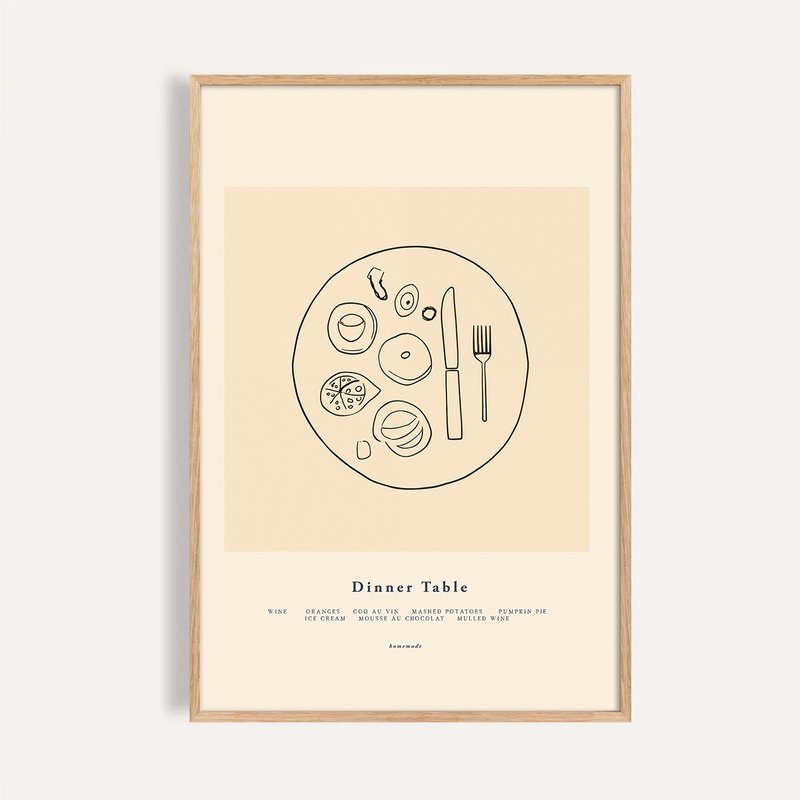 餐桌晚宴 Dinner Table / 當代版畫線條插畫 - 海報/掛畫/掛布 - 紙 