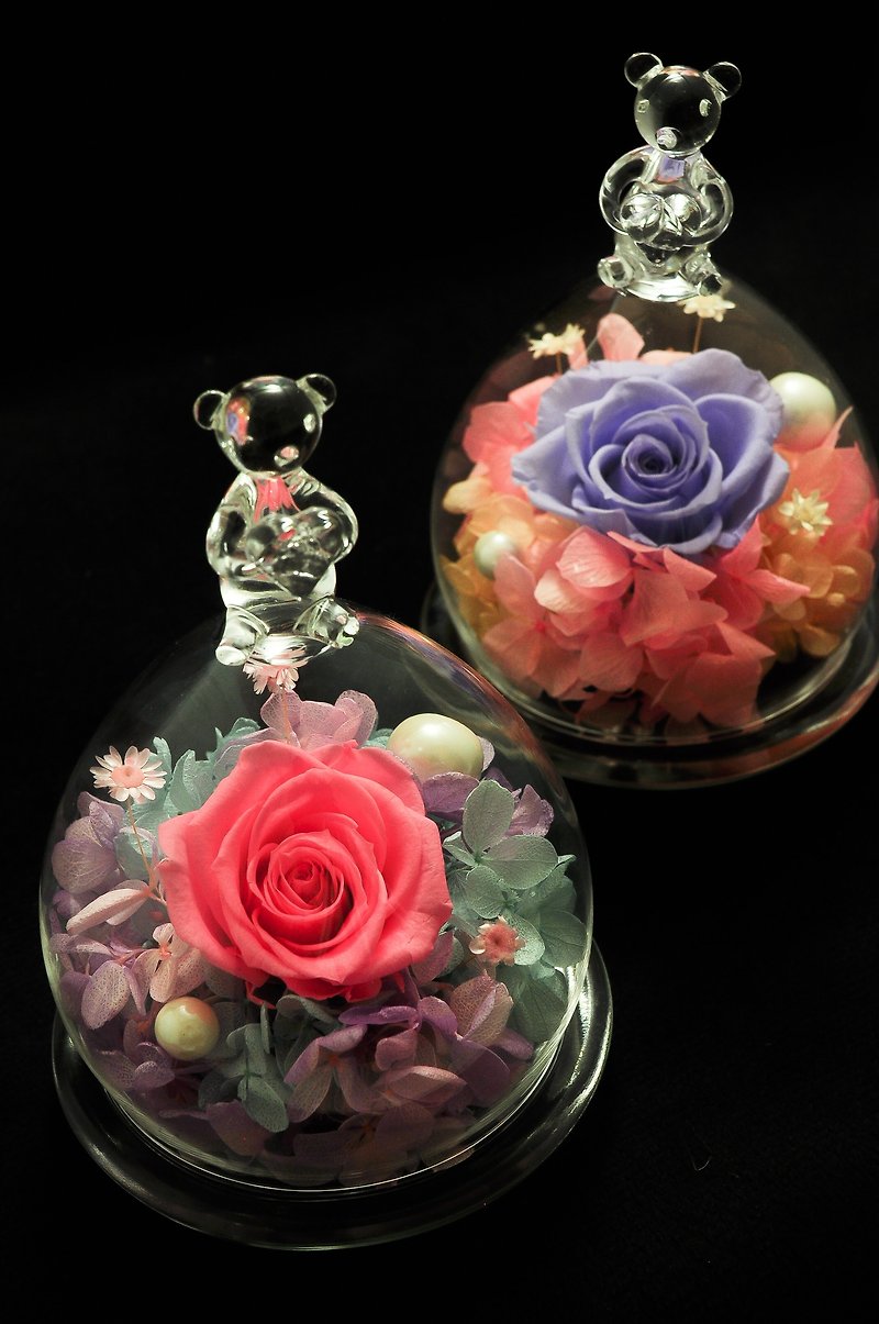 Bear Hugs Heart │Preserved flowers with glass vase - ตกแต่งต้นไม้ - พืช/ดอกไม้ 