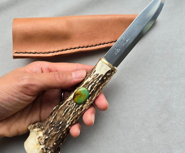 鹿の角 チベタンターコイズのモーラナイフ 鹿の角 チベタンターコイズのモーラナイフ | 鹿角工房