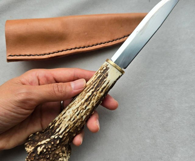 鹿の角 チベタンターコイズのモーラナイフ 鹿の角 チベタンターコイズのモーラナイフ - ショップ 鹿角工房
