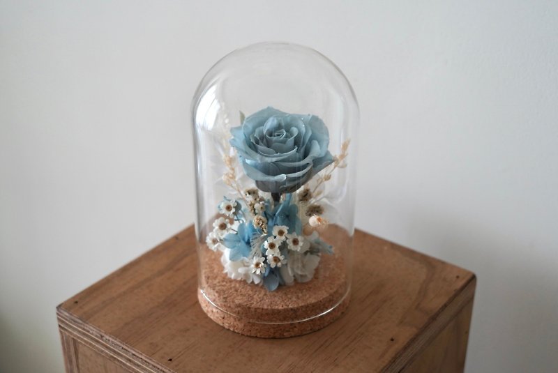 永生花玻璃鐘罩 罩鐘 藍色 情人節 生日 七夕 節慶送禮 居家擺飾 - 乾花/永生花 - 植物．花 藍色