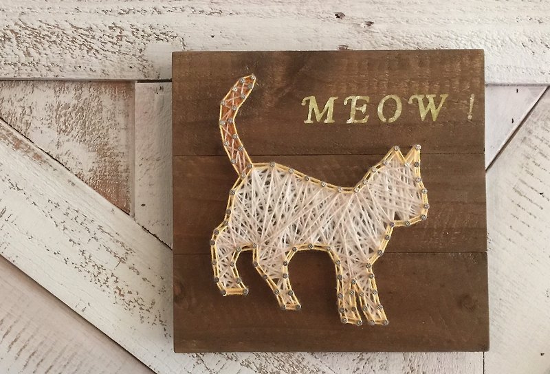 Customized pet cat hand-made wood wall decoration - Items for Display - Wood Khaki