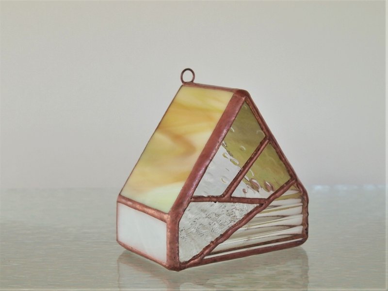 Tiny Houses  ウェブイエローグリーン       LEDキャンドル専用キャンドルホルダー・ステンドグラス - 燈具/燈飾 - 玻璃 黃色