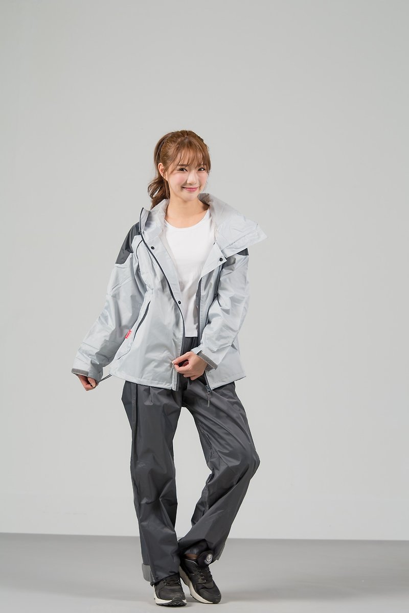 賽克兩件式風雨衣-銀灰 - 雨傘/雨衣 - 防水材質 銀色