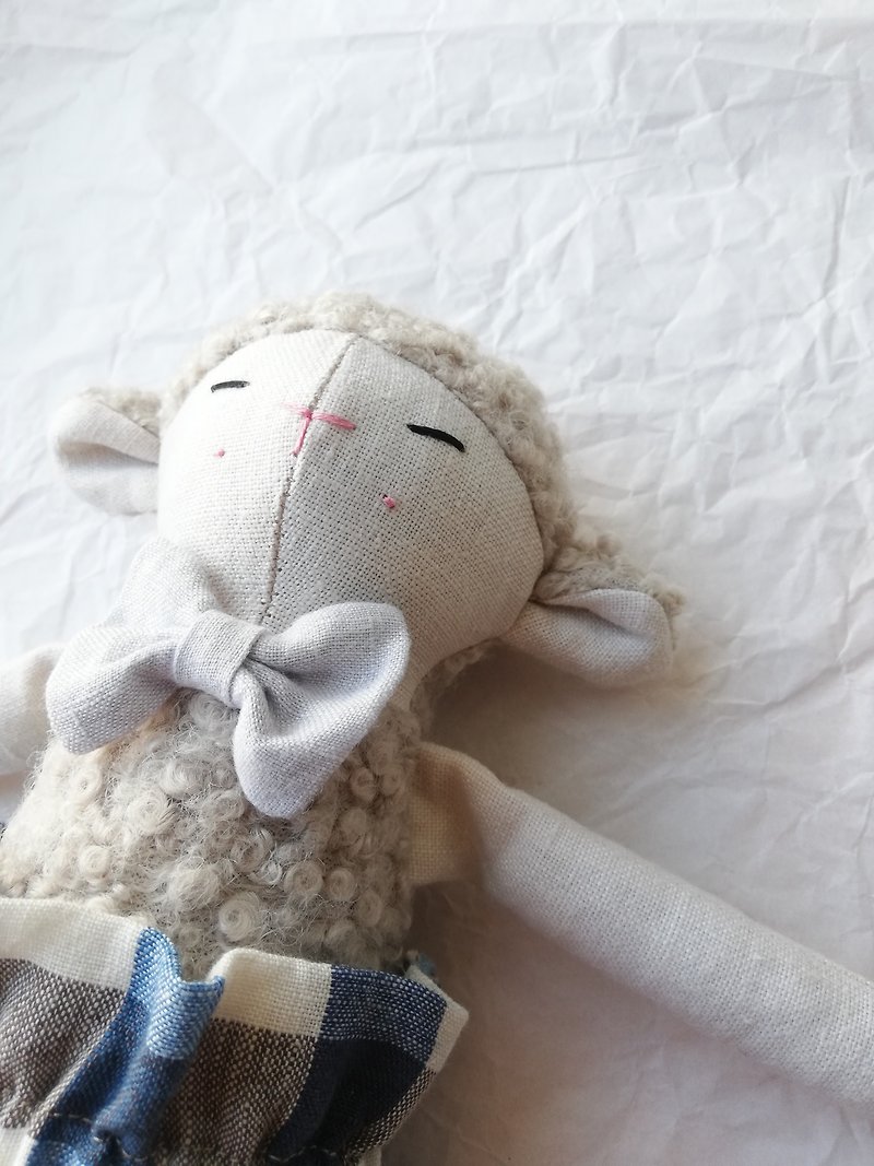 Handmade doll lamb, linen wool, soft tender toy - Kids' Toys - Wool 