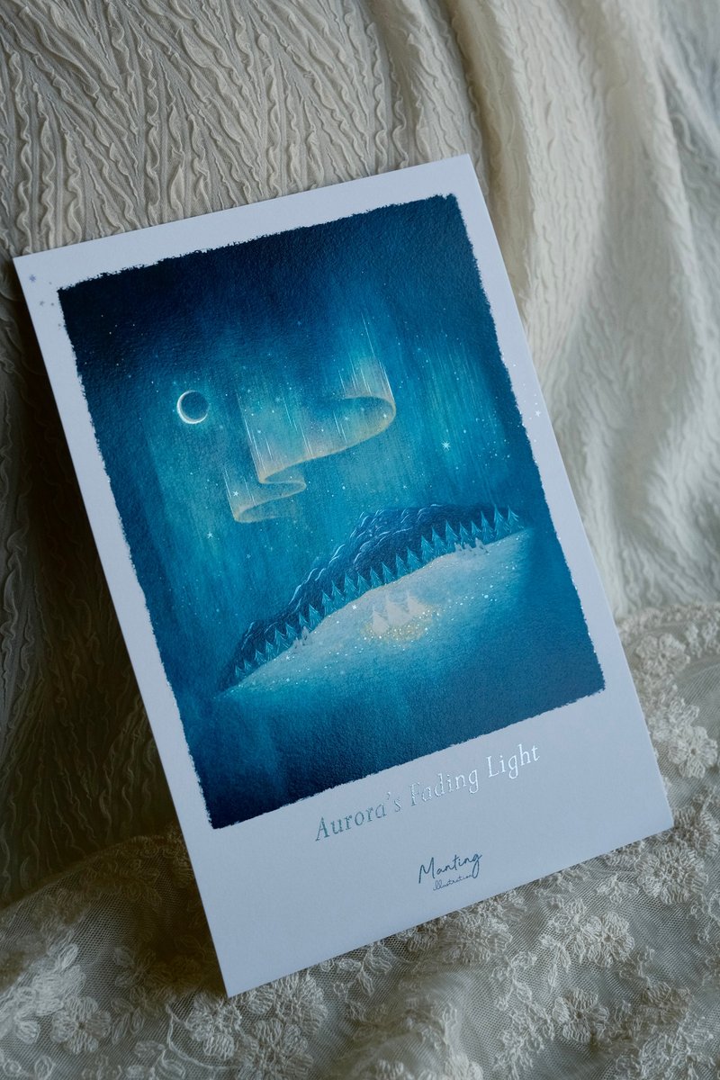 雷射畫卡 15x21cm (A5) - Aurora's fading light - 卡片/明信片 - 紙 