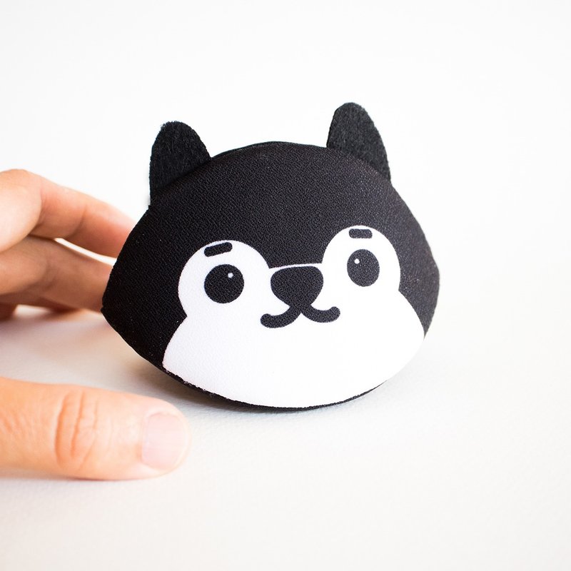 Alaskan malamute dog Accessory purse. Japanese style bag. - 化妝包/收納袋 - 棉．麻 白色