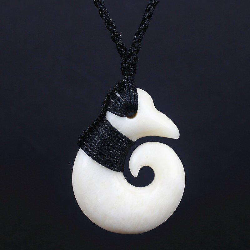New Zealand Maori spiral pendant natural cow bone hand-carved daily wear personality unique birthday gift - Necklaces - Other Materials 