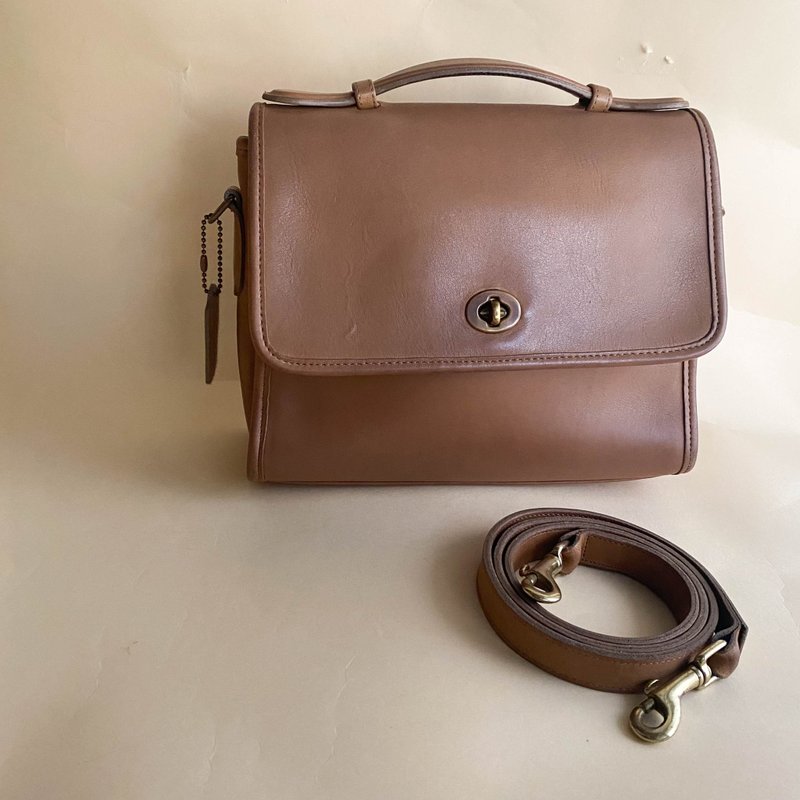 中古Coach│斜背包│側背包│單肩包│真皮│女友禮物Court Bag - 側背包/斜背包 - 真皮 咖啡色
