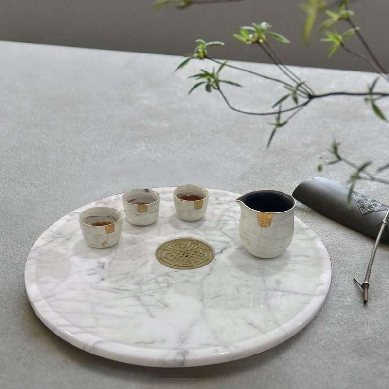 天然大理石茶盤 | 忠石石材 - 茶壺/茶杯/茶具 - 石頭 白色