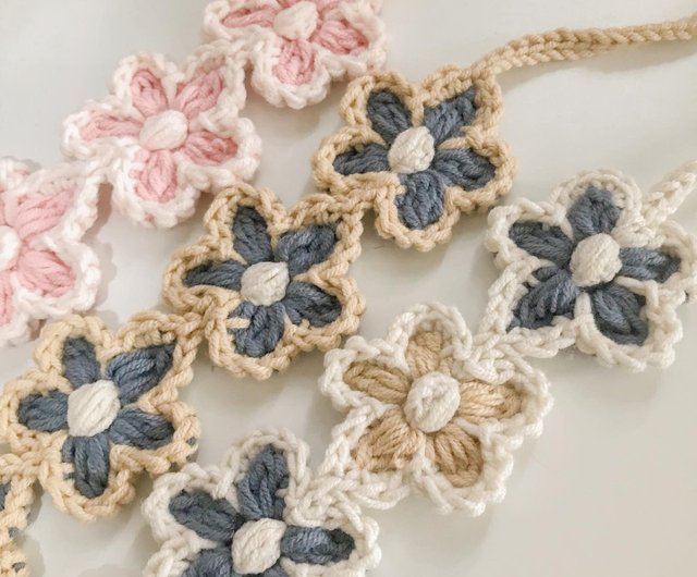 かわいいパイピングフラワーハンドかぎ針編みヘアバンド