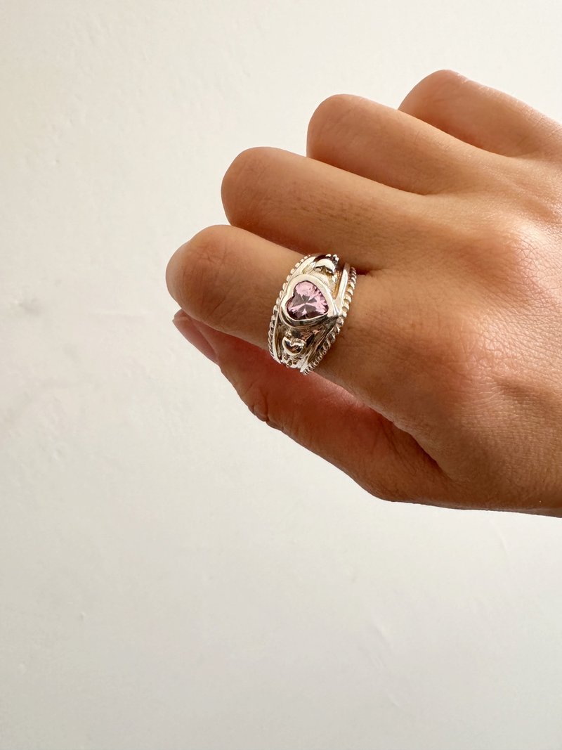 Old and good antique jewelry Avon 1996 pink Stone love sterling silver 925 ring RIN192 - General Rings - Other Metals Silver