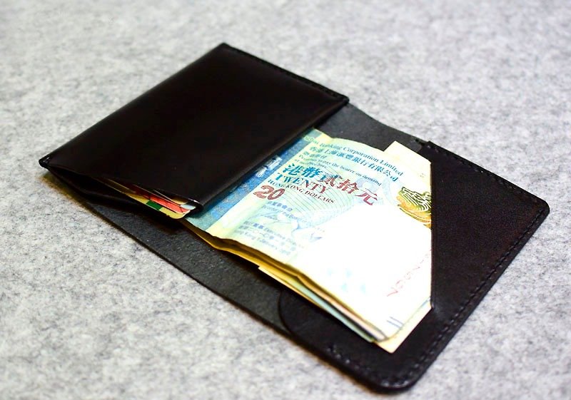 Short clip + business card lightweight dual function - Wallets - Genuine Leather 