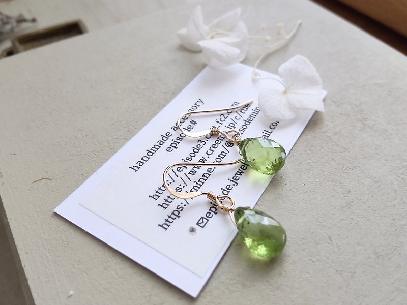 Peridot /mined:arizona K14gf hook earrings - Earrings & Clip-ons - Semi-Precious Stones Green