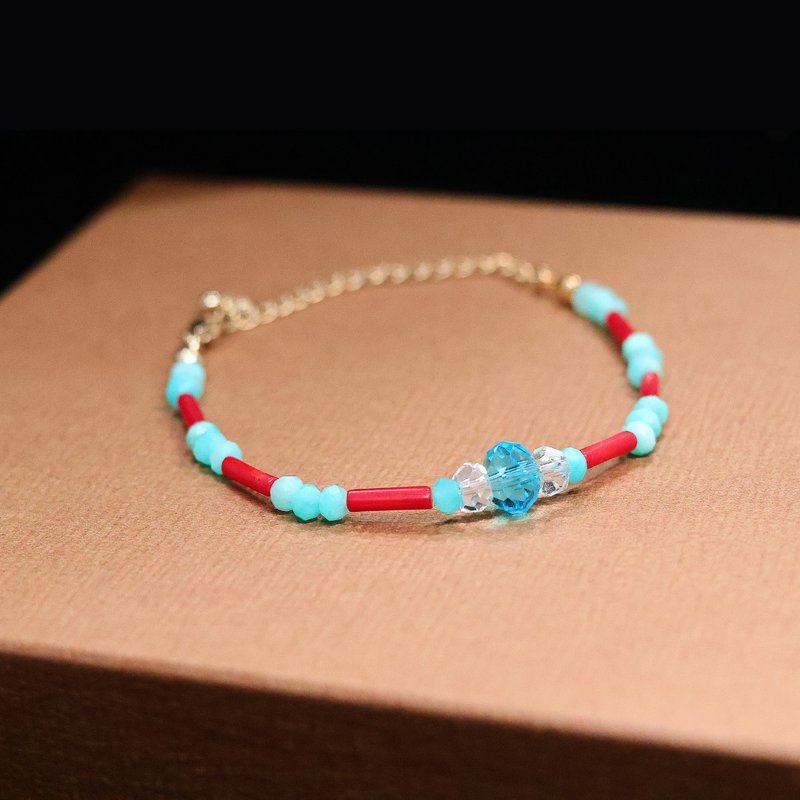 【โพคาฮอนทัส】สร้อยข้อมือโทแพซและอะเมโซไนต์ - สร้อยข้อมือ - คริสตัล 