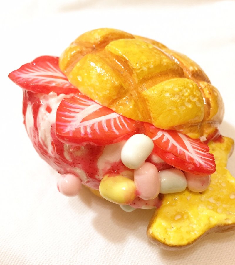 超美味しいパイナップルパンアイスクリームキーホルダー（マグネット変更可能）（サイズカスタマイズ可能）（（600以上の不思議なプレゼントをランダムに送る）） - キーホルダー・キーケース - 粘土 多色