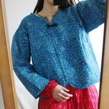 Phool ヴィンテージ インド綿 ジャケット ゴールドスタンプ　キルティング ニット切り替えスタンドカラー中綿ブルゾン｜メンズファッション