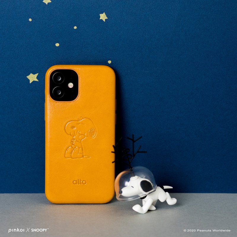 Alto Peanuts 聯名款 防摔皮革手機殼 焦糖棕 - 手機殼/手機套 - 真皮 咖啡色