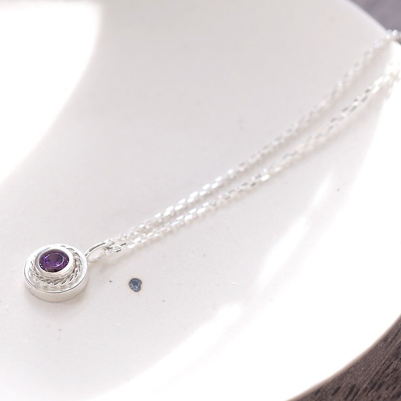 Amethyst Twist Necklace Silver 925 - Necklaces - Other Metals Purple