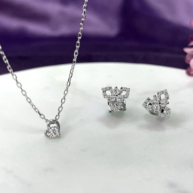 Pinkoi exclusive product Jinghua Diamond 18K heart-shaped diamond necklace - สร้อยคอ - เพชร 