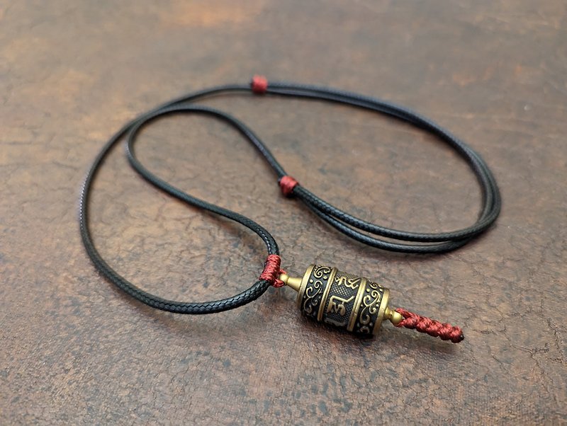 Tibetan Prayer Wheel Spinner Pendant Avalokiteshvara Buddhist Mantra Om Mani - Necklaces - Copper & Brass Brown