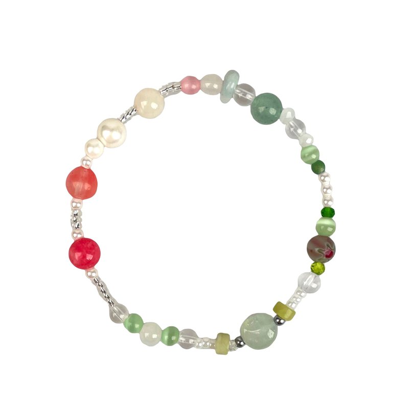 Peach & Lime Natural Stone Bracelet 021 - 手鍊/手環 - 寶石 多色
