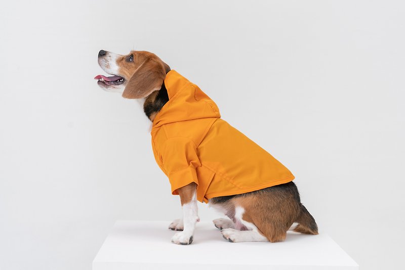 【PEHOM】 狗狗防潑水雨衣 | 可調節 魔術氈 牽繩孔 - 蛋黃色 - 寵物衣服 - 尼龍 黃色