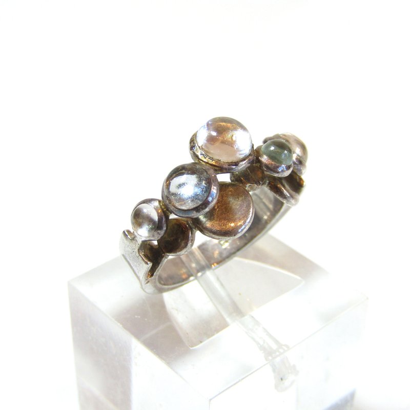 Vintage silver 925 moonstone design ring - 戒指 - 銀 銀色