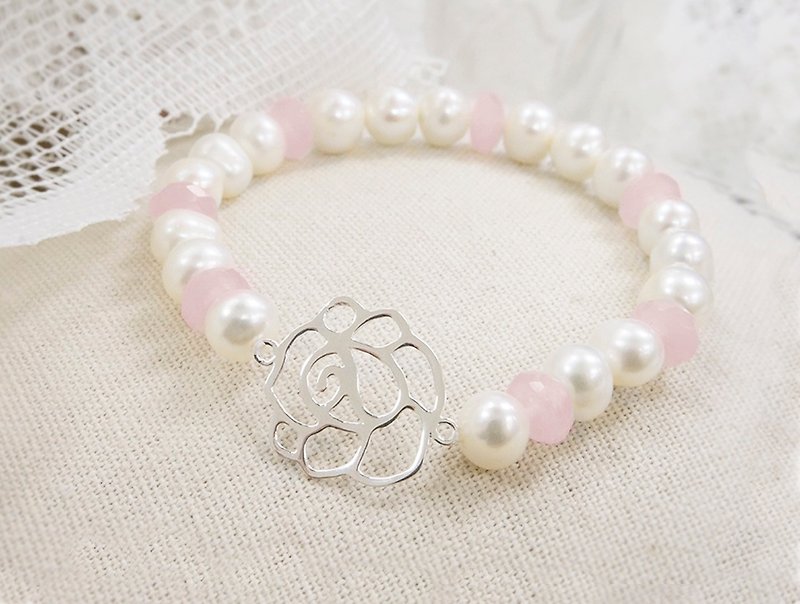 Edith and Jaz • Rose Pearl Silver Bracelet - Necklaces - Paper Pink